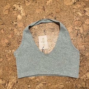 MisGuided heather grey halter neck crop top